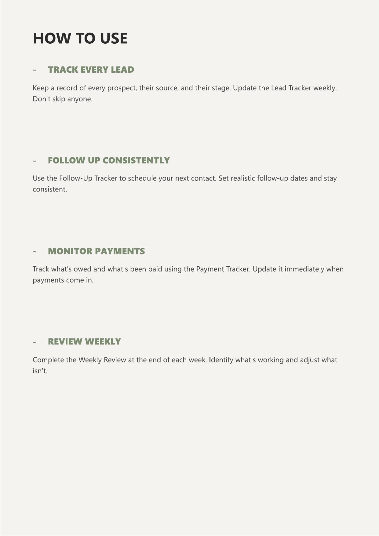 Lead tracker preview