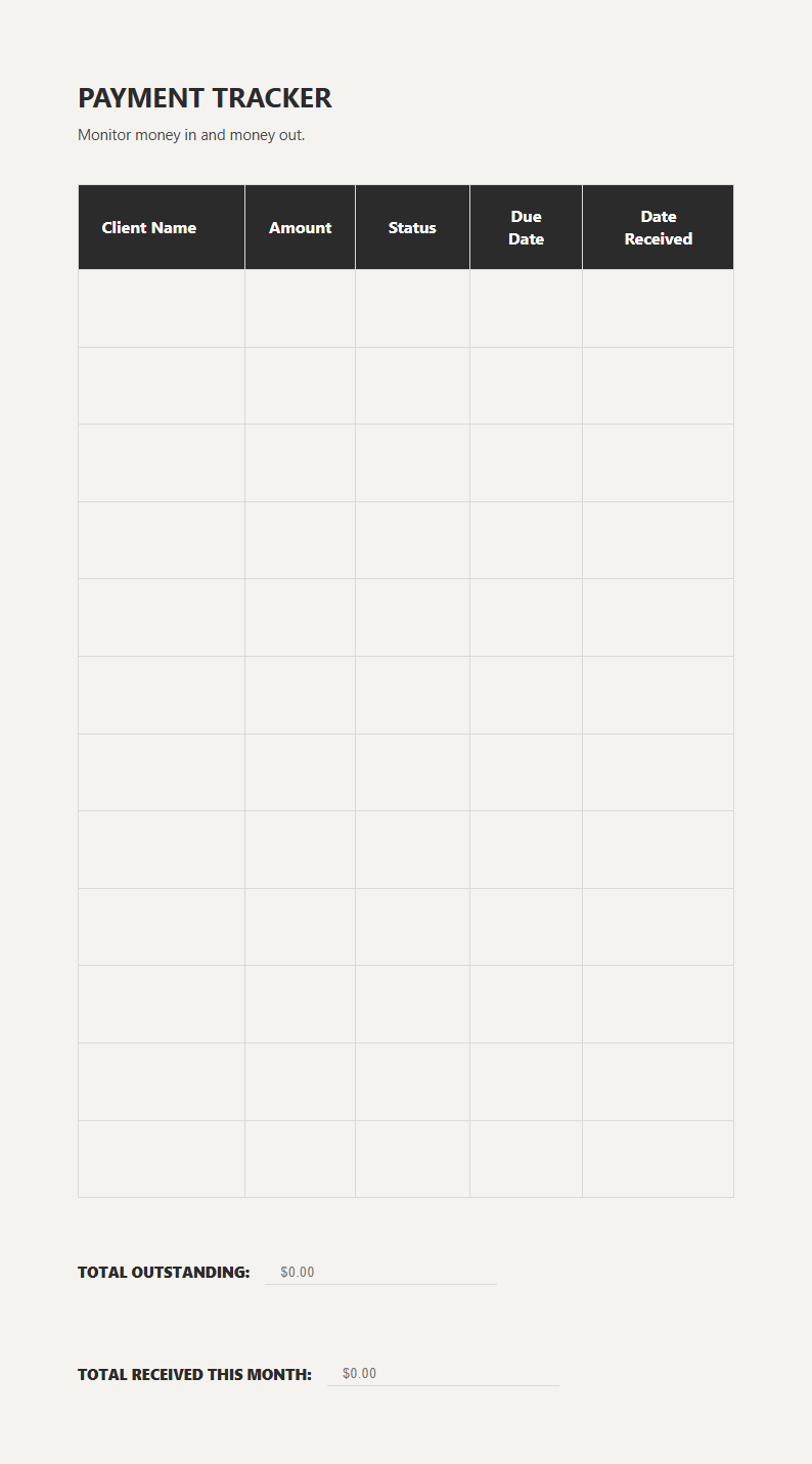 Payment Tracker preview